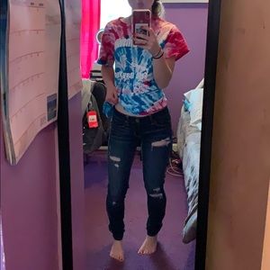 dark wash ripped jean jegging american eagle